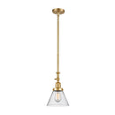 Cone Mini Pendant shown in the Satin Gold finish with a Seedy shade