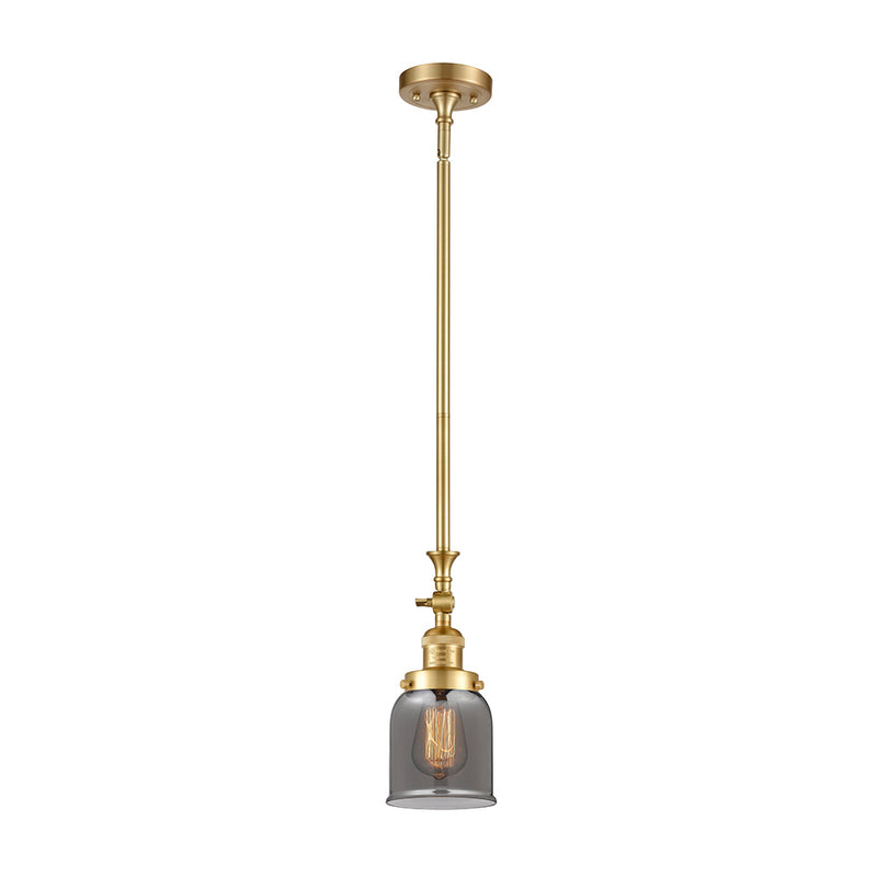 Bell Mini Pendant shown in the Satin Gold finish with a Plated Smoke shade