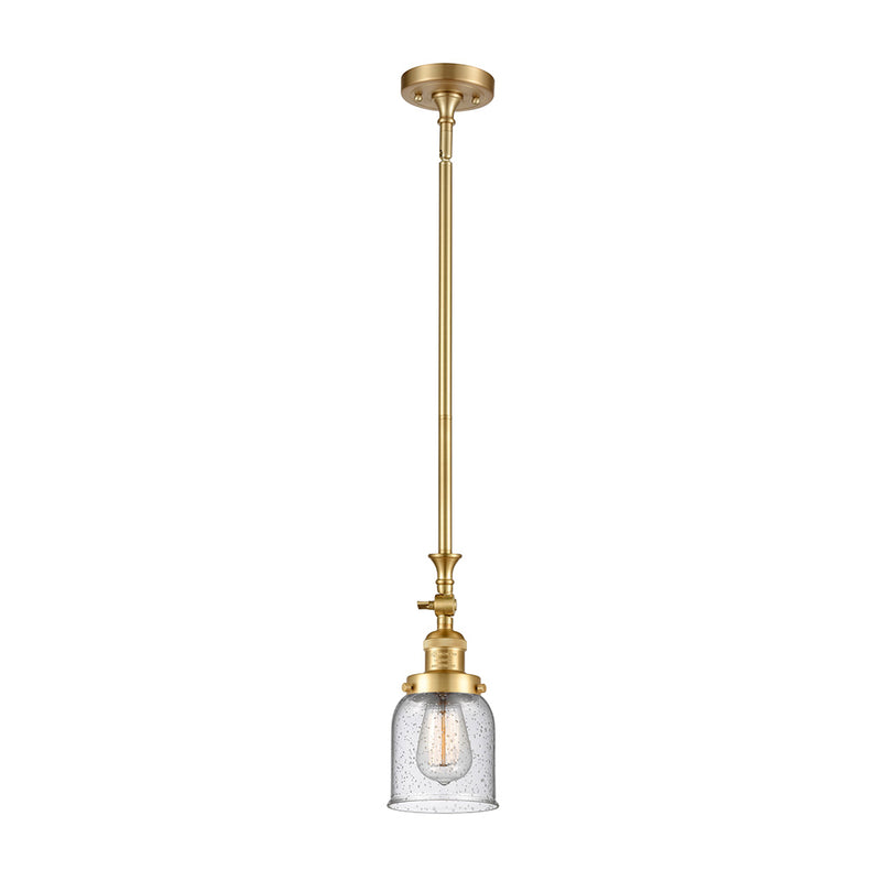 Bell Mini Pendant shown in the Satin Gold finish with a Seedy shade