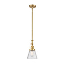 Cone Mini Pendant shown in the Satin Gold finish with a Seedy shade