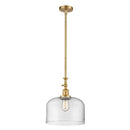 Bell Mini Pendant shown in the Satin Gold finish with a Clear shade