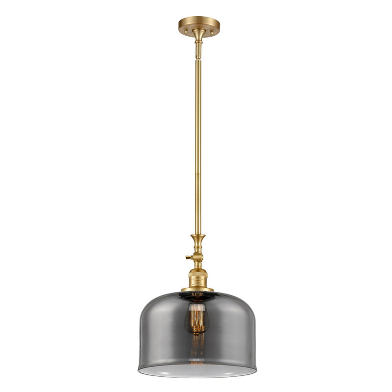 Bell Mini Pendant shown in the Satin Gold finish with a Plated Smoke shade