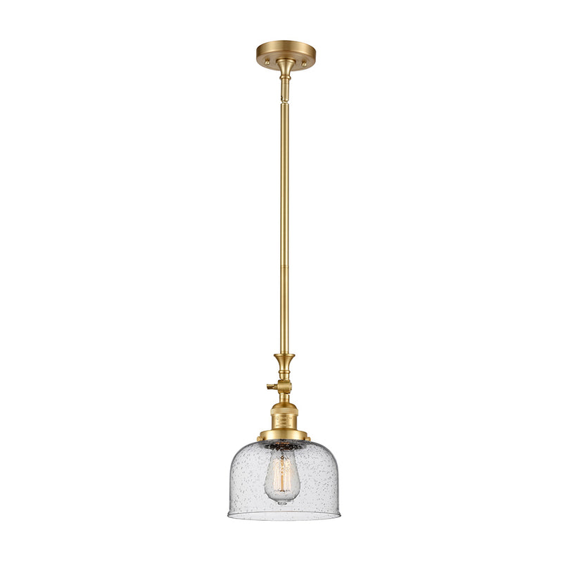 Bell Mini Pendant shown in the Satin Gold finish with a Seedy shade