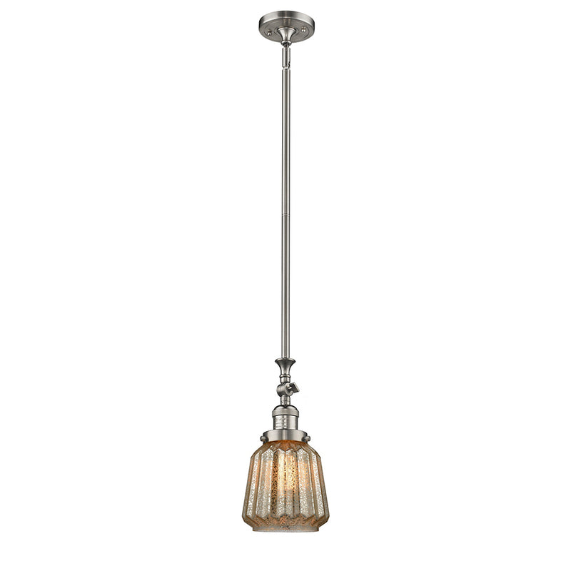 Chatham Mini Pendant shown in the Brushed Satin Nickel finish with a Mercury shade