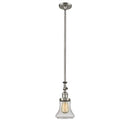 Bellmont Mini Pendant shown in the Brushed Satin Nickel finish with a Seedy shade