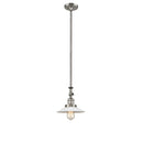 Halophane Mini Pendant shown in the Brushed Satin Nickel finish with a Matte White Halophane shade