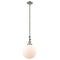 Beacon Mini Pendant shown in the Brushed Satin Nickel finish with a Matte White shade