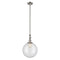 Beacon Mini Pendant shown in the Brushed Satin Nickel finish with a Clear shade