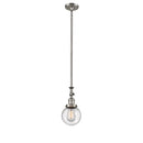 Beacon Mini Pendant shown in the Brushed Satin Nickel finish with a Seedy shade