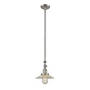 Halophane Mini Pendant shown in the Brushed Satin Nickel finish with a Clear Halophane shade