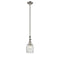 Colton Mini Pendant shown in the Brushed Satin Nickel finish with a Clear Halophane shade