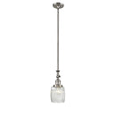 Colton Mini Pendant shown in the Brushed Satin Nickel finish with a Clear Halophane shade