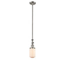 Dover Mini Pendant shown in the Brushed Satin Nickel finish with a Matte White shade