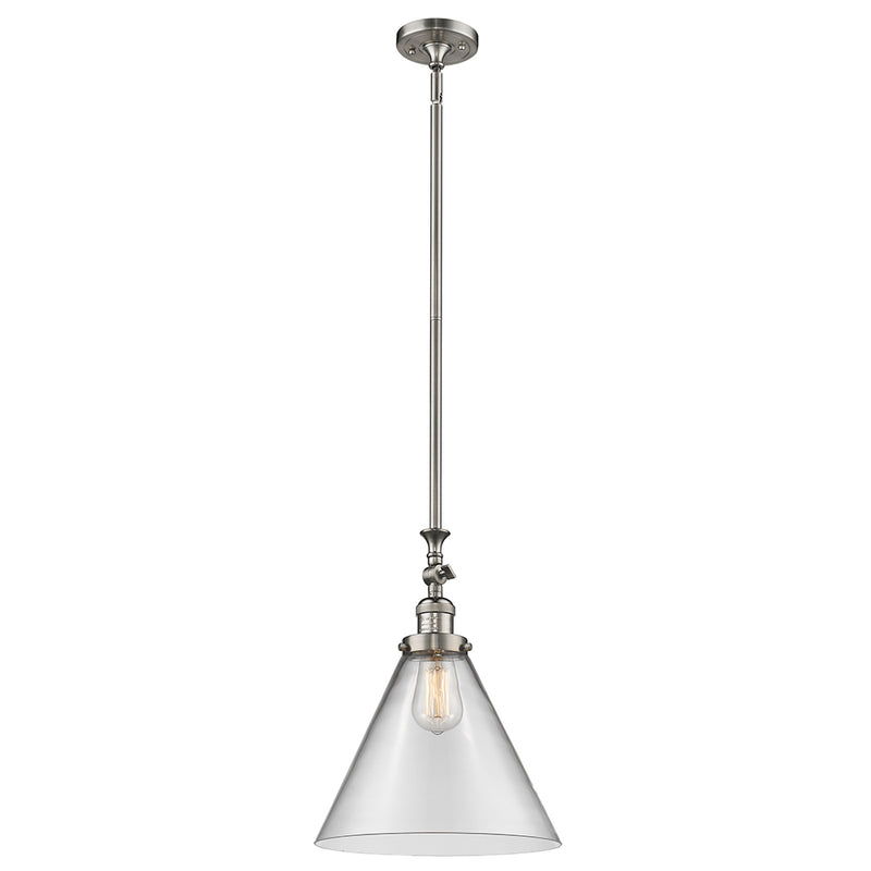 Cone Mini Pendant shown in the Brushed Satin Nickel finish with a Clear shade