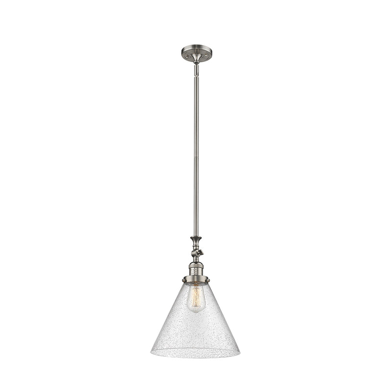 Cone Mini Pendant shown in the Brushed Satin Nickel finish with a Seedy shade