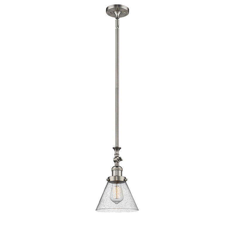 Cone Mini Pendant shown in the Brushed Satin Nickel finish with a Seedy shade