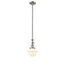 Oxford Mini Pendant shown in the Brushed Satin Nickel finish with a Matte White shade