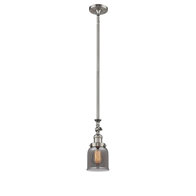 Bell Mini Pendant shown in the Brushed Satin Nickel finish with a Plated Smoke shade