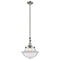 Oxford Mini Pendant shown in the Brushed Satin Nickel finish with a Clear shade