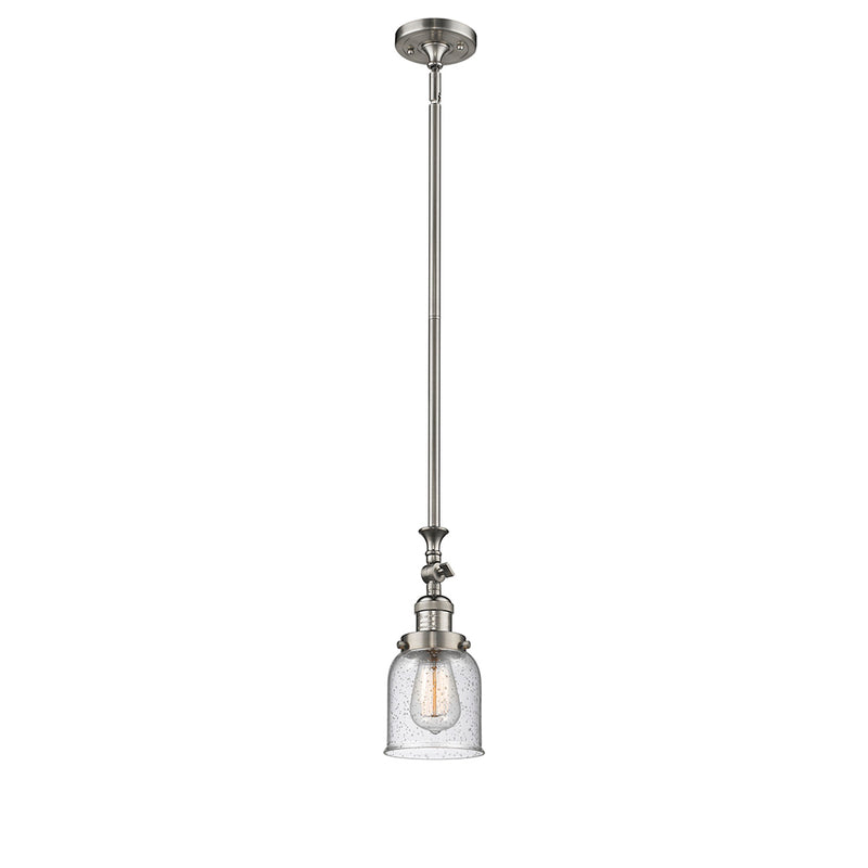 Bell Mini Pendant shown in the Brushed Satin Nickel finish with a Seedy shade