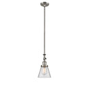 Cone Mini Pendant shown in the Brushed Satin Nickel finish with a Clear shade