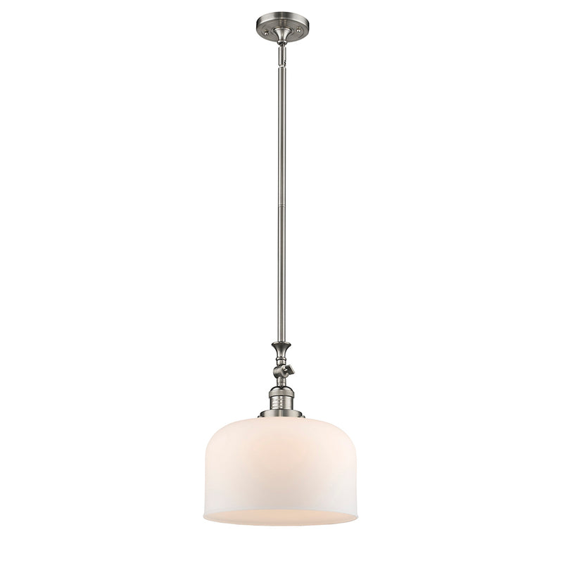 Bell Mini Pendant shown in the Brushed Satin Nickel finish with a Matte White shade