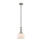 Bell Mini Pendant shown in the Brushed Satin Nickel finish with a Matte White shade