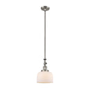 Bell Mini Pendant shown in the Brushed Satin Nickel finish with a Matte White shade