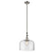 Bell Mini Pendant shown in the Brushed Satin Nickel finish with a Clear shade