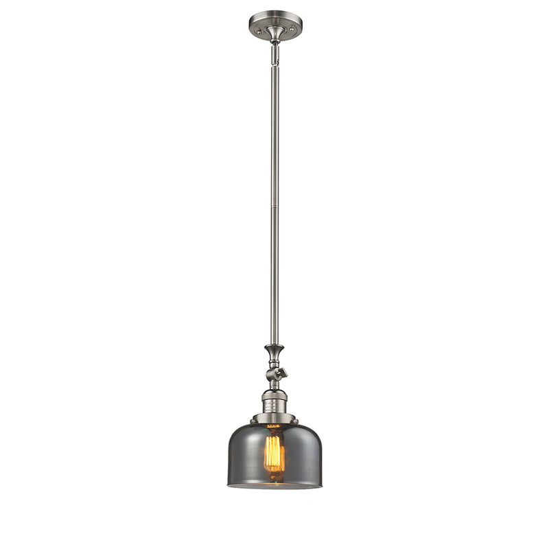 Bell Mini Pendant shown in the Brushed Satin Nickel finish with a Plated Smoke shade