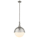 Hampden Pendant shown in the Brushed Satin Nickel finish with a Matte White shade