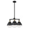 Hampden Chandelier shown in the Matte Black finish with a Clear shade