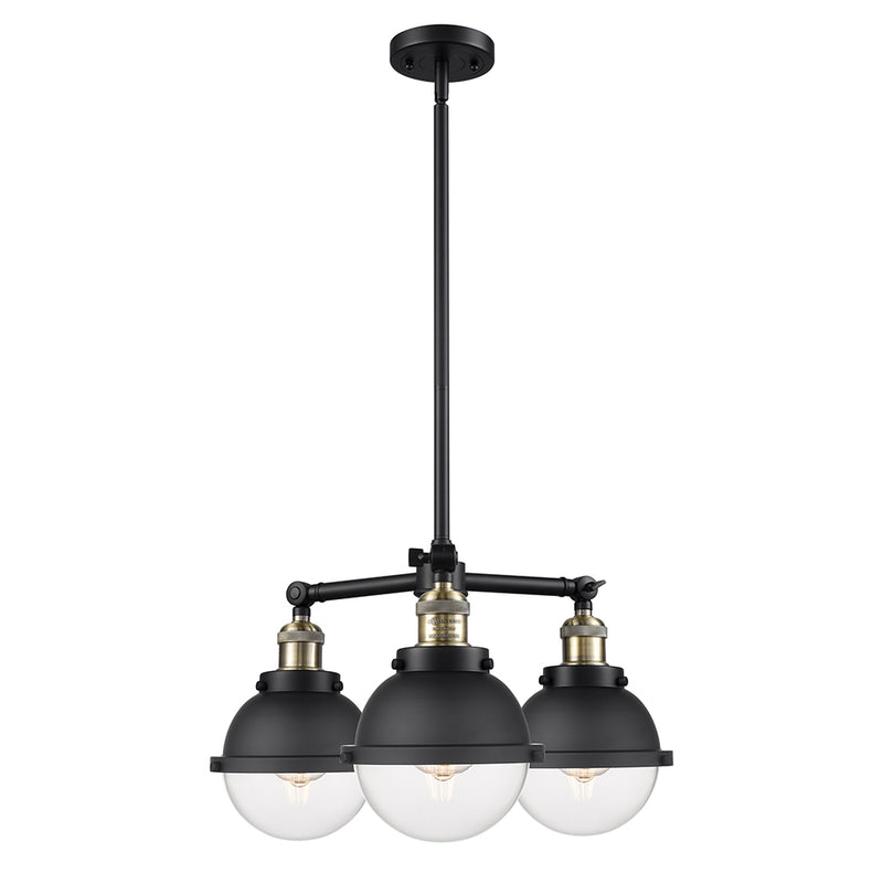 Hampden Chandelier shown in the Matte Black finish with a Clear shade