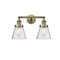 Cone Bath Vanity Light shown in the Antique Brass finish with a Seedy shade