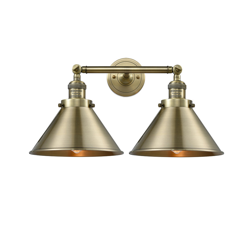 Briarcliff Bath Vanity Light shown in the Antique Brass finish with a Antique Brass shade