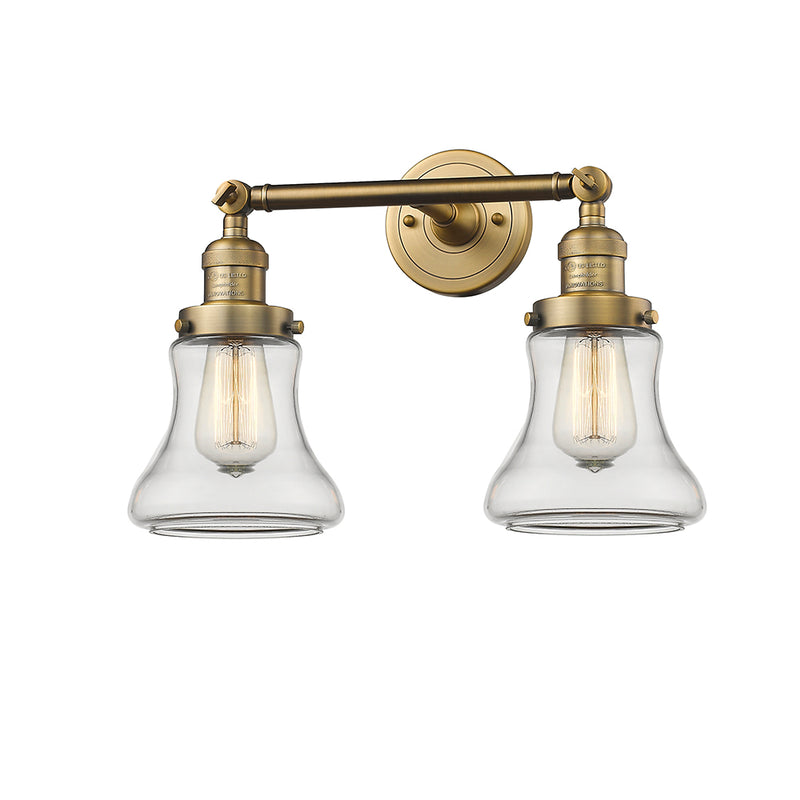 Bellmont Bath Vanity Light shown in the Brushed Brass finish with a Clear shade