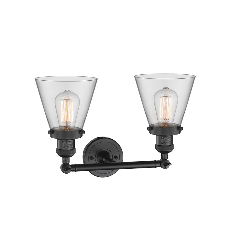 Innovations Lighting Small Cone 2 Light Bath Vanity Light Part Of The Franklin Restoration Collection 208-BK-G62-LED