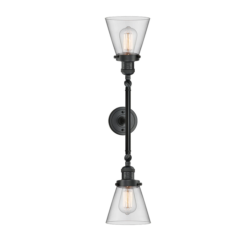 Innovations Lighting Small Cone 2 Light Bath Vanity Light Part Of The Franklin Restoration Collection 208-BK-G62-LED