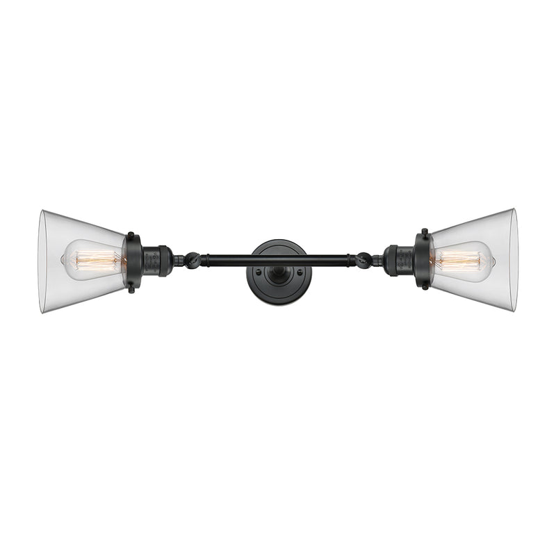 Innovations Lighting Small Cone 2 Light Bath Vanity Light Part Of The Franklin Restoration Collection 208-BK-G62-LED