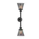 Innovations Lighting Small Cone 2 Light Bath Vanity Light Part Of The Franklin Restoration Collection 208-BK-G63-LED