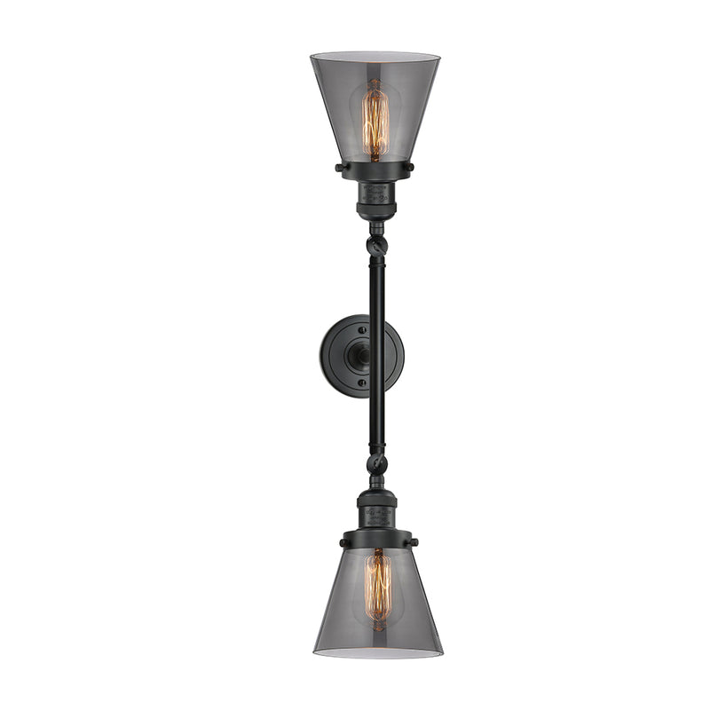 Innovations Lighting Small Cone 2 Light Bath Vanity Light Part Of The Franklin Restoration Collection 208-BK-G63-LED