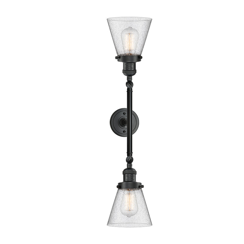 Innovations Lighting Small Cone 2 Light Bath Vanity Light Part Of The Franklin Restoration Collection 208-BK-G64-LED