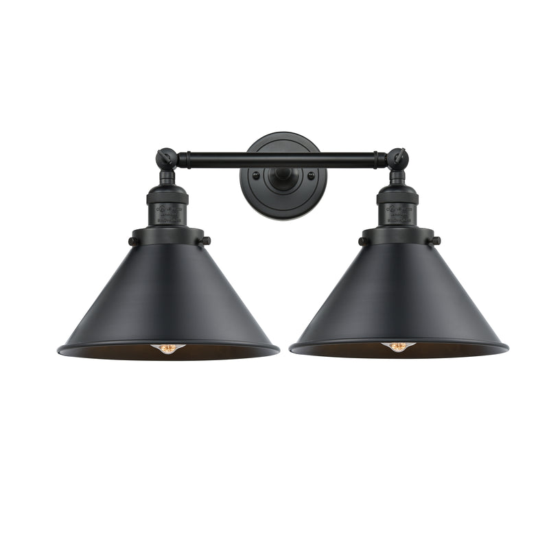 Briarcliff Bath Vanity Light shown in the Matte Black finish with a Matte Black shade