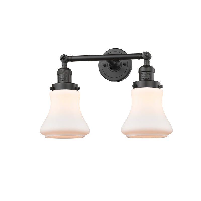 Bellmont Bath Vanity Light shown in the Oil Rubbed Bronze finish with a Matte White shade