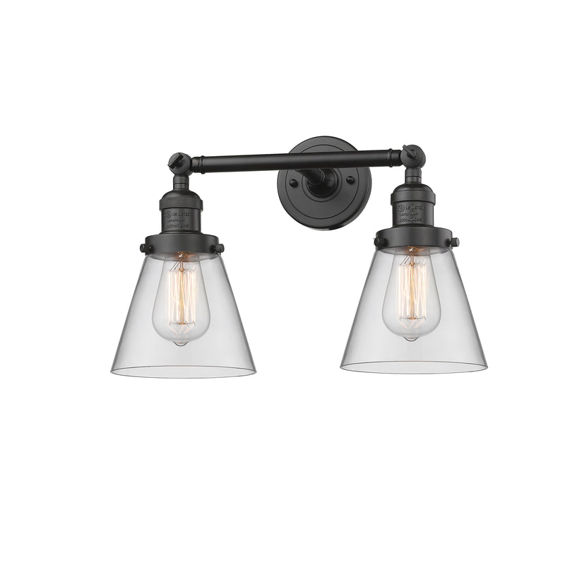 Cone Bath Vanity Light shown in the Oil Rubbed Bronze finish with a Clear shade