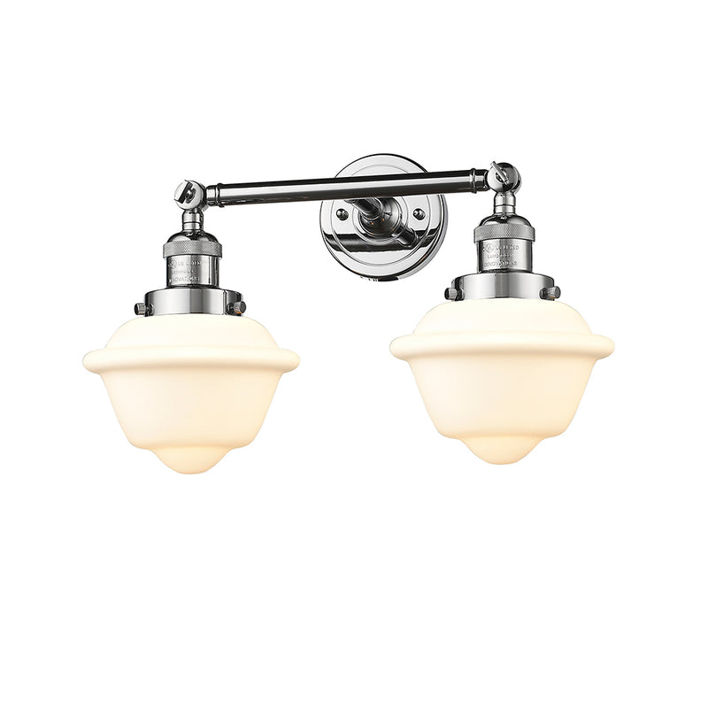 Oxford Bath Vanity Light shown in the Polished Chrome finish with a Matte White shade