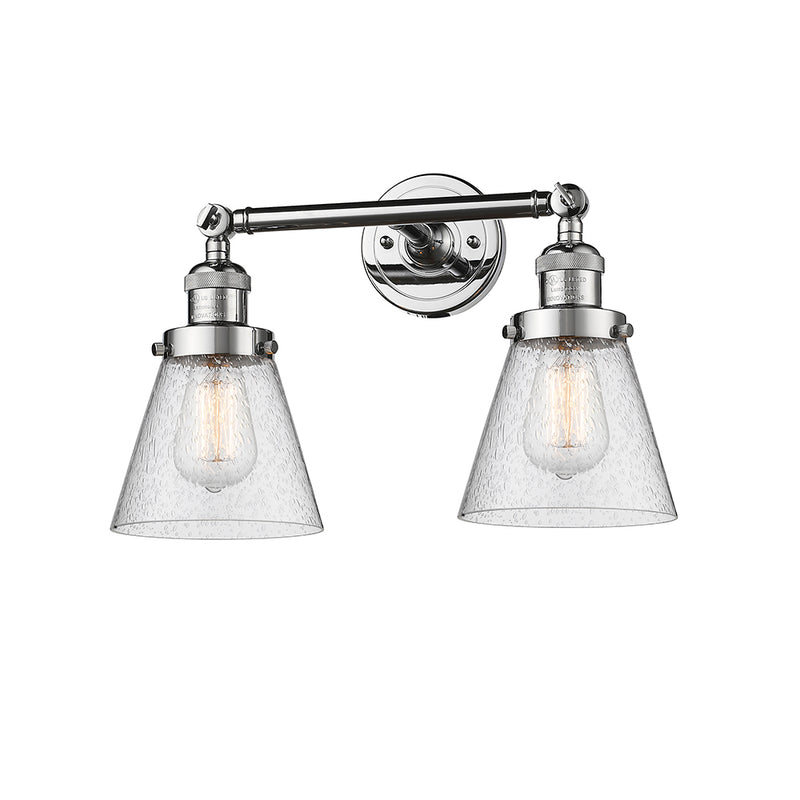 Cone Bath Vanity Light shown in the Polished Chrome finish with a Seedy shade