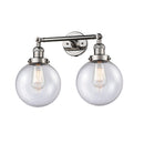 Beacon Bath Vanity Light shown in the Polished Nickel finish with a Seedy shade