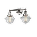 Oxford Bath Vanity Light shown in the Polished Nickel finish with a Clear shade