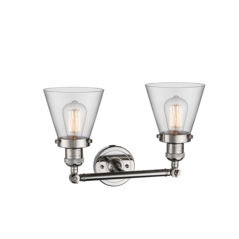 Innovations Lighting Small Cone 2 Light Bath Vanity Light Part Of The Franklin Restoration Collection 208-PN-G62-LED